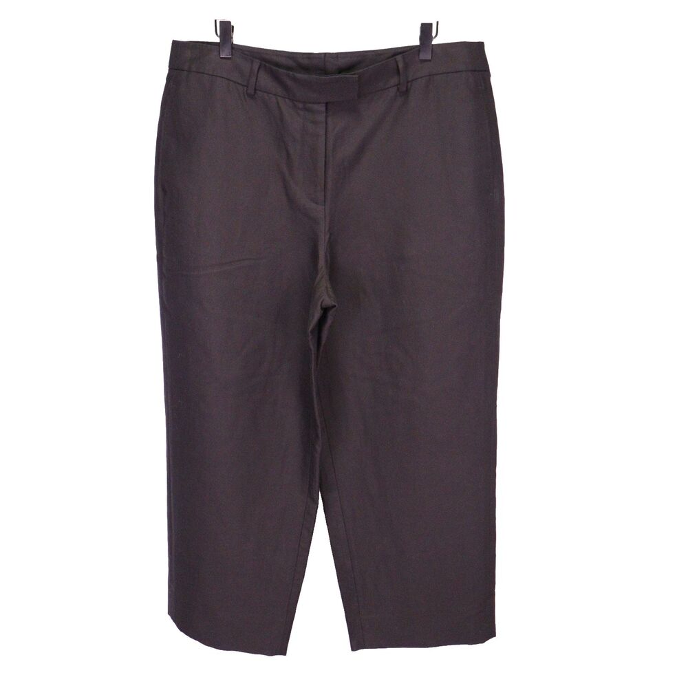 Akris Women 14 Wide Leg Dress Pants Black Cotton Silk Blend Loose Trouser EUC